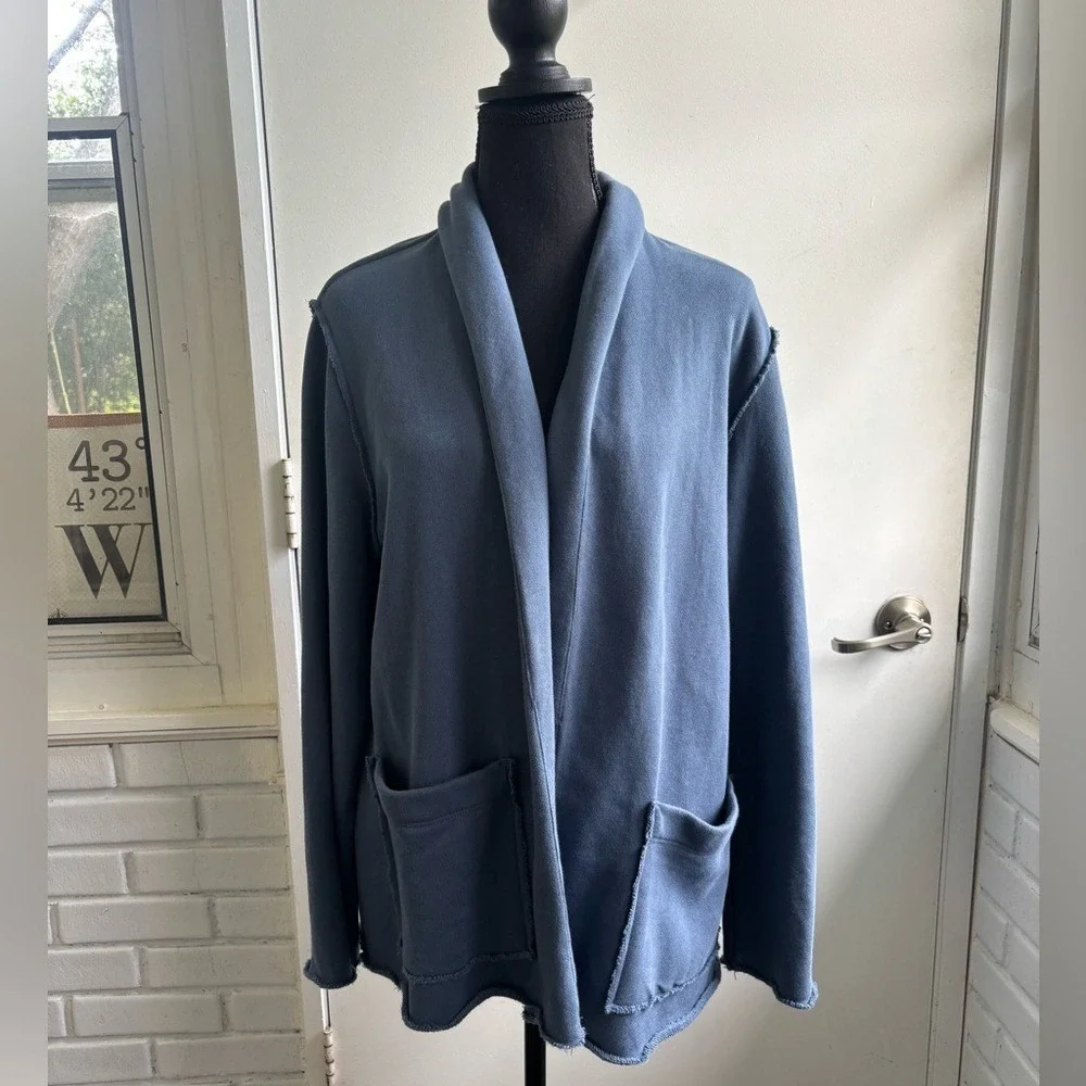 Eileen Fisher Organic Cotton French Terry Shawl‎ Collar Jacket medium layered